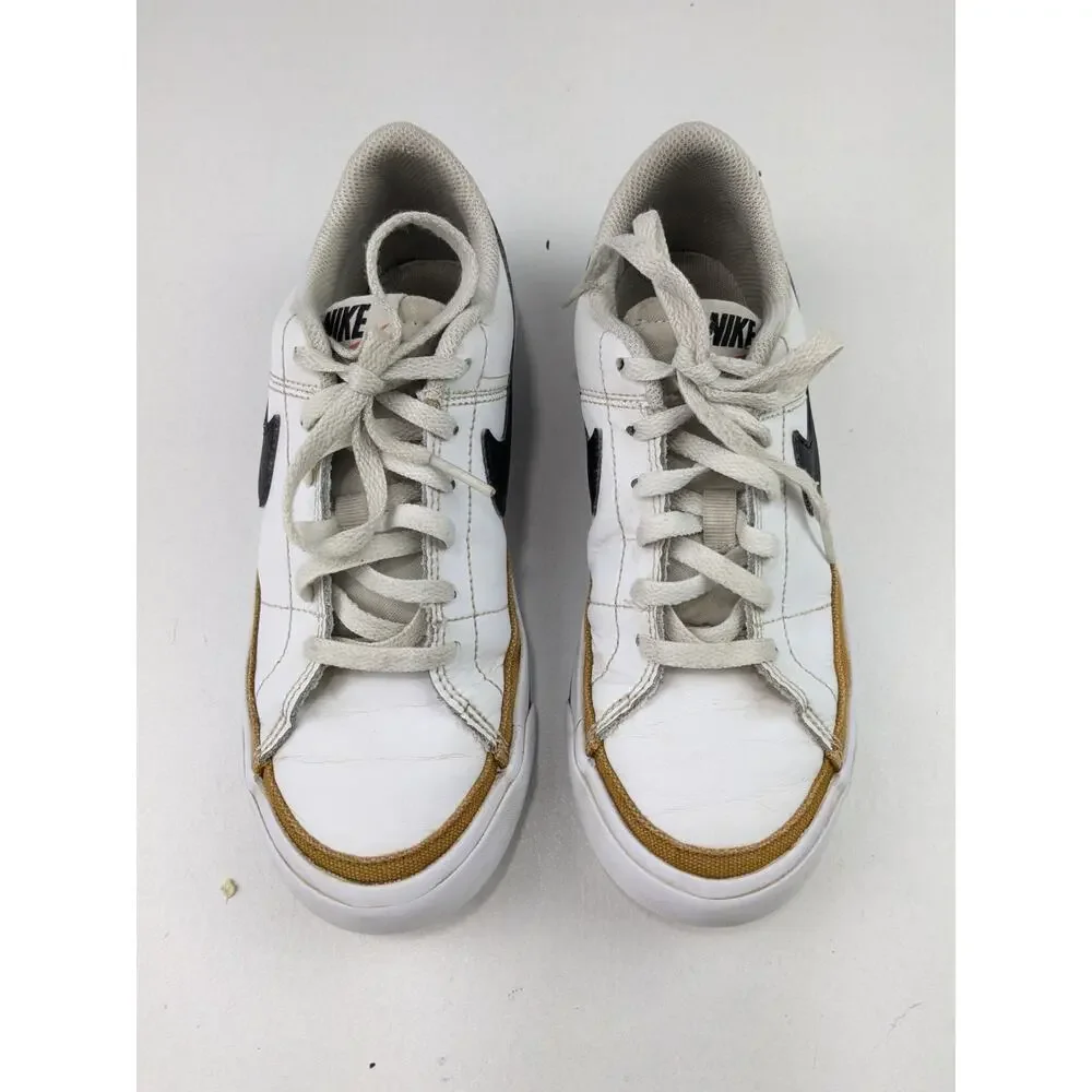 Nike Court Legacy White/Desert Ochre - Brown/Black Swoosh - Youth 4